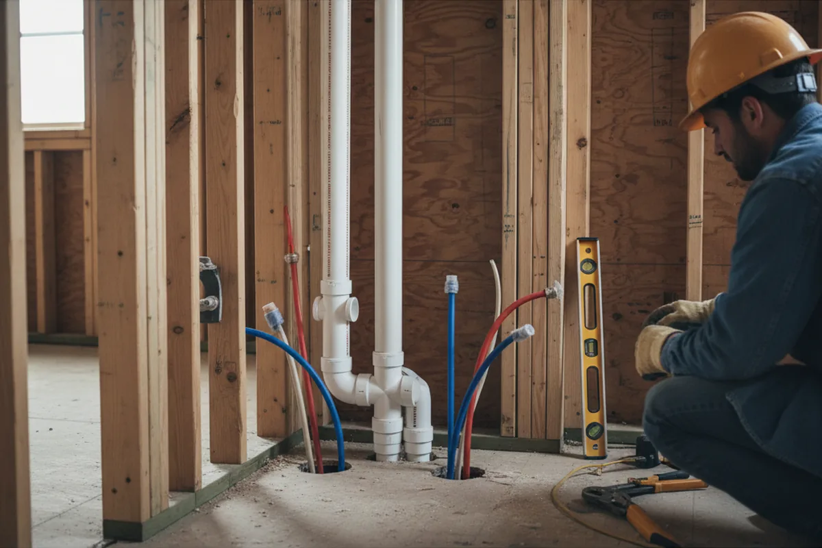 Drain and supply rough-in during Drain Cleaning in Chester Heights