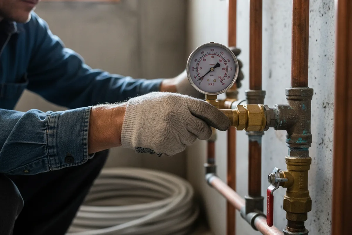 Pressure testing a repaired line during Water Line Repair in Chester Heights